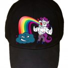 "Unicorn Rainbow Puke" w/ Smiling Cloud Funny Cartoon - Black Adjustable Cap Hat