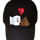 "Best Friends" Toilet Paper & Poop In Love w/ Heart - Black Adjustable Cap Hat