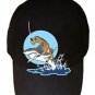 "Pirate Giraffe" Riding Shark Jumping From Water - Black Adjustable Cap Hat