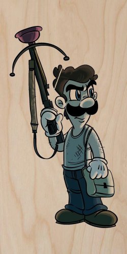 Parody "Walking Plumbers" TV Character 4 - Plywood Wood Print Poster Wall Art
