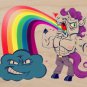 "Unicorn Rainbow Puke" w/ Smiling Cloud - Plywood Wood Print Poster Wall Art