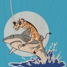 "Pirate Giraffe" Riding Shark Jumping Water - Plywood Wood Print Poster Wall Art