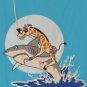 "Pirate Giraffe" Riding Shark Jumping Water - Plywood Wood Print Poster Wall Art