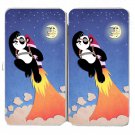 Panda Going to Moon Taking Off w/ Rocket - Womens Taiga Hinge Wallet Clutch