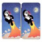 Panda Going to Moon Taking Off w/ Rocket - Womens Taiga Hinge Wallet Clutch