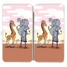 "Elephant Stilts" Standing w/ Giraffe Cartoon - Womens Taiga Hinge Wallet Clutch