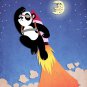 Panda Going to Moon Taking Off w/ Space Rocket - Rectangle Refrigerator Magnet