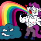 "Unicorn Rainbow Puke" w/ Smiling Cloud on Black - Rectangle Refrigerator Magnet