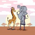 "Elephant Stilts" Standing w/ Giraffe Funny - Rectangle Refrigerator Magnet