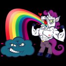 "Unicorn Rainbow Puke" w/ Smiling Cloud on Black Background - Vinyl Sticker
