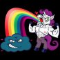 "Unicorn Rainbow Puke" w/ Smiling Cloud on Black Background - Vinyl Sticker