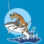 "Pirate Giraffe" Riding Shark Jumping From Water - Vinyl Sticker