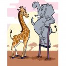"Elephant Stilts" Standing w/ Giraffe - FITS iPhone 5 5s Plastic Snap On Case