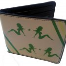 Trucker Sexy Babes w/ Stripes Lime Green & Tan Bi-Fold Wallet