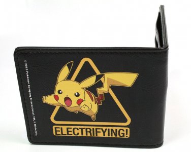 Pokemon Monsters Pikachu Jumping Triangle Yellow & Black Bi-Fold Wallet