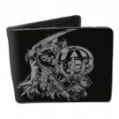 Sons of Anarchy SOA TV Show- Skull Grim Reaper w/ Globe & Gun Bi-Fold Wallet