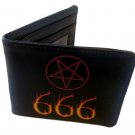 Flaming Fire 666 Red & Black Pentagram Devil Symbols Bi-Fold Wallet