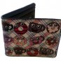 Donunts & Coffee Smiling Cartoon Characters Plaid Background Bi-Fold Wallet