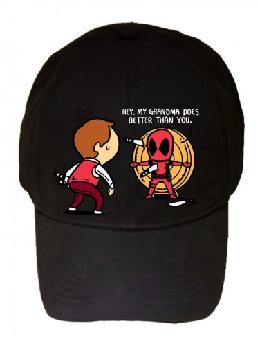 "Part-Time JOB Knives Hurled" Super Hero Comic Parody - Black Adjustable Cap Hat