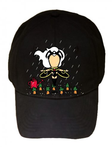 "Part-Time JOB Veggie Farm" Super Hero Comic Parody - Black Adjustable Cap Hat