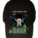 "Part-Time JOB No Job" Rich Super Hero Comic Parody - Black Adjustable Cap Hat