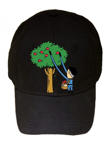 "Part-Time JOB Apple Farm" Super Hero Comic Parody - Black Adjustable Cap Hat