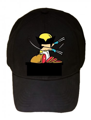 "Part-Time JOB Meat Shop" Super Hero Comic Parody - Black Adjustable Cap Hat