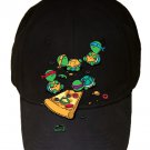 "Pizza Lover" TV Show Cartoon Movie w/ Turtles Eating - Black Adjustable Cap Hat
