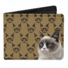 Grumpy Cat - Cat Faces Repeating on Bi-Fold Wallet