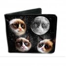 Grumpy Cat - Floating Cat Heads in Space w/ Moon Bi-Fold Wallet