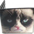 Grumpy Cat Face Closeup Frowning Bi-Fold Wallet