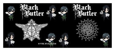 Black Butler Anime Mini Characters on Black w/ Seal Logos Bi-Fold Wallet