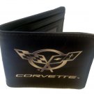 Chevy Corvette Silver Crossed Flags Logo Car Auto Bi-Fold Wallet