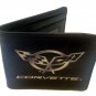 Chevy Corvette Silver Crossed Flags Logo Car Auto Bi-Fold Wallet