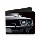 Auto Car Maker Dodge Challenger Text Logo Front of Car Design Bi-Fold Wallet