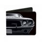 Auto Car Maker Dodge Challenger Text Logo Front of Car Design Bi-Fold Wallet