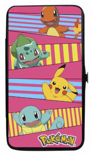 Pokemon Pikachu, Squirtle, Bulbasaur, & Charmander Stripe Bi-Fold Hinge Wallet