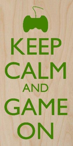 Keep Calm & Game On Green Game Controller - Plywood Wood Print Poster Wall Art