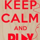 Keep Calm & Play On Headphones Music Red - Plywood Wood Print Poster Wall Art