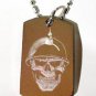 Soldier Skull Helmet Biker Death Grim Reaper - Dog Tag w/ Metal Chain Necklace