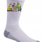 "Part-Time JOB Construction" Parody Super Hero Demolishing - Crew Socks Pair