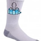 "Part-Time JOB Ice Cube Manufacturer" Parody Super Hero Comic - Crew Socks Pair