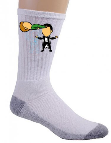 "Part-Time JOB Magic Show" Parody Super Hero w/ Magician - Crew Socks Pair