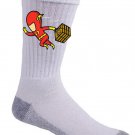 "Part-Time JOB Pizza Shop" Parody Super Hero Deliver Pizza - Crew Socks Pair