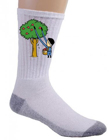 "Part-Time JOB Apple Farm" Parody Super Hero Picking Apples - Crew Socks Pair