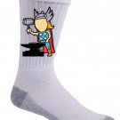 "Part-Time JOB Metal Factory" Parody Super Hero w/ Hammer - Crew Socks Pair