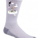 "Colorful Playground" Black & White Animals Playing in Rainbow - Crew Socks Pair