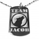 Military Dog Tag Metal Chain Necklace - Team Jacob Vampire Movie Werewolf Head
