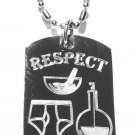 Military Dog Tag Metal Chain Necklace - "Respect The Chemistry" Underwear Lab