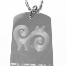 Military Dog Tag Metal Chain Necklace - International Symbol for Energy Logo